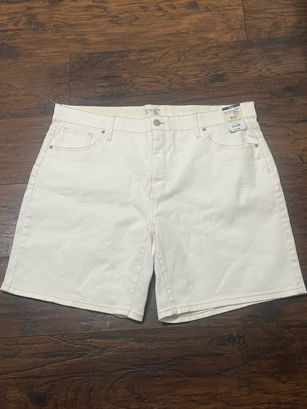 Terra & Sky Cream Denim Jean Shorts